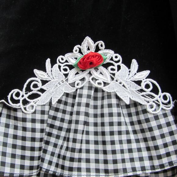 Vintage Size 5 Velvet & Gingham Ruffle Holiday Special Occasion Dress - Picture 2 of 3